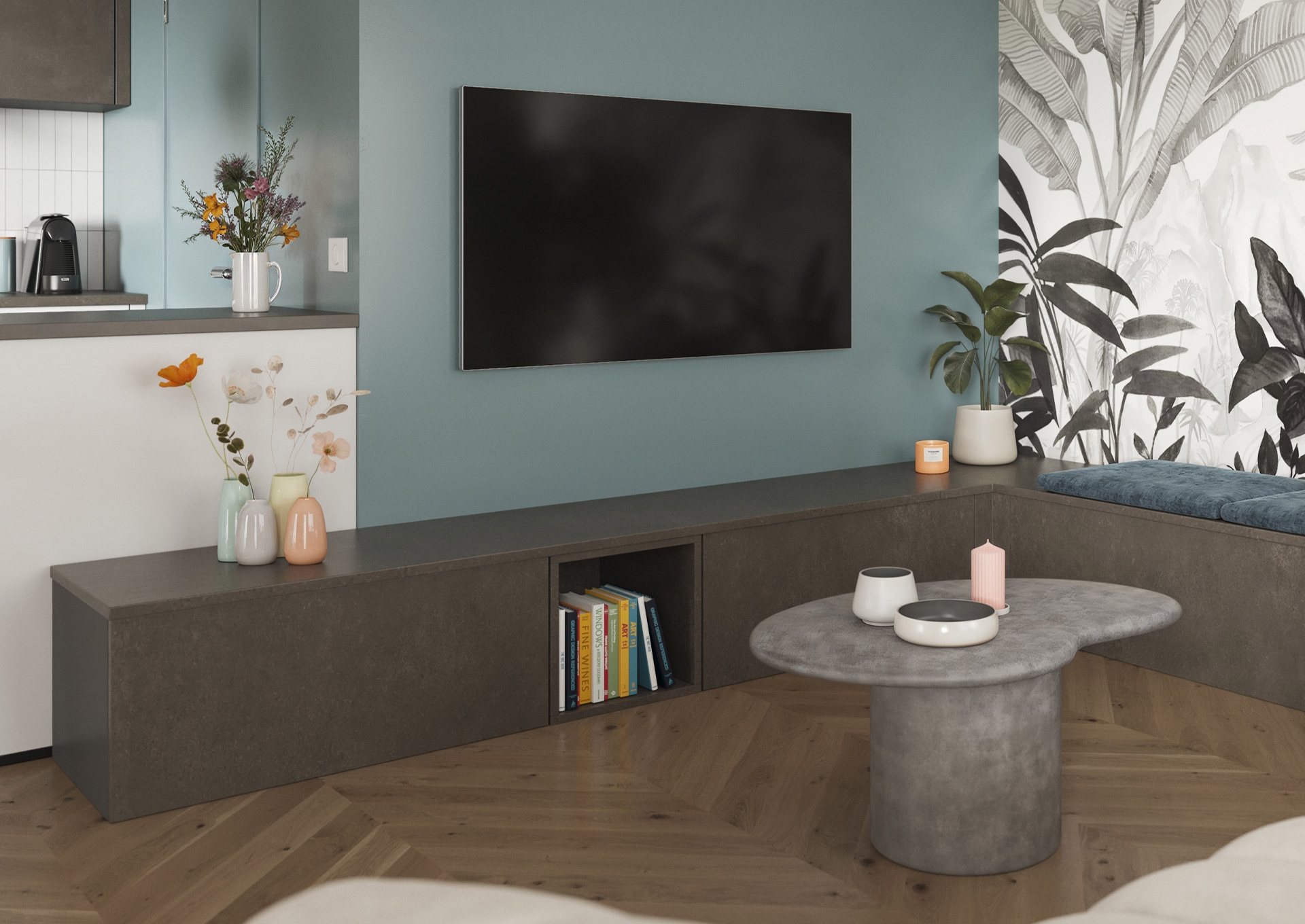 TV meubel met bank Clara Beton